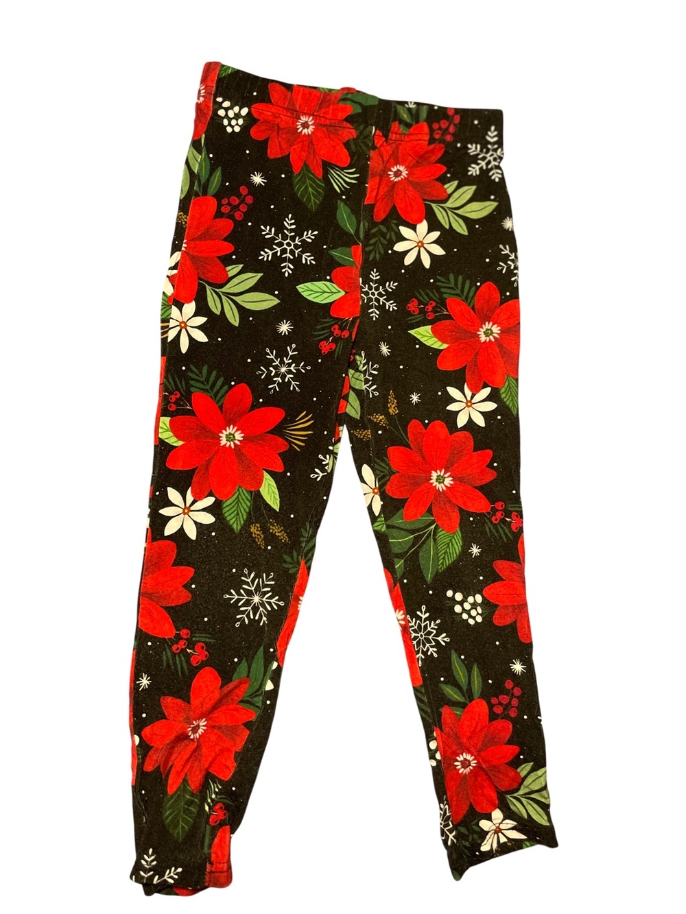4T Little Sleepies Christmas Floral Leggings